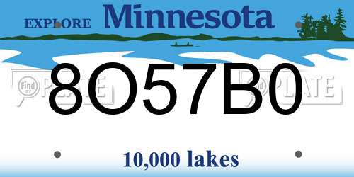 8O57B0 Minnesota License Plate