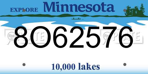 8O62576 Minnesota License Plate