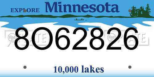 8O62826 Minnesota License Plate
