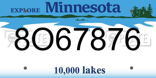 8O67876 Minnesota License Plate