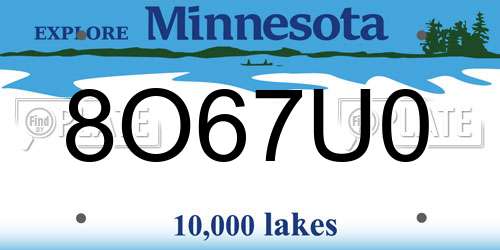 8O67U0 Minnesota License Plate
