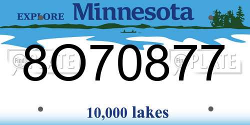 8O70877 Minnesota License Plate