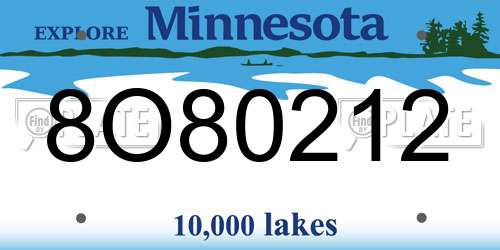 8O80212 Minnesota License Plate