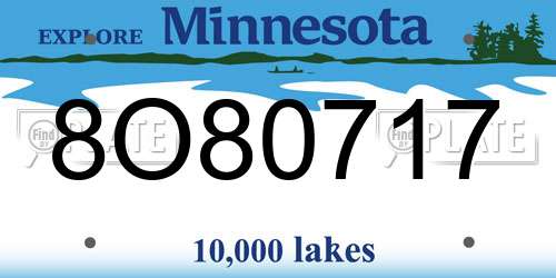 8O80717 Minnesota License Plate