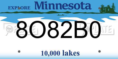 8O82B0 Minnesota License Plate
