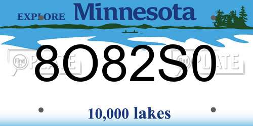 8O82S0 Minnesota License Plate