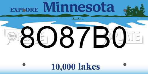 8O87B0 Minnesota License Plate