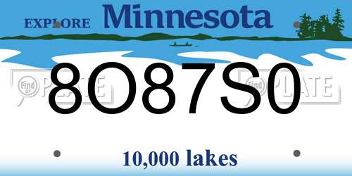 8O87S0 Minnesota License Plate