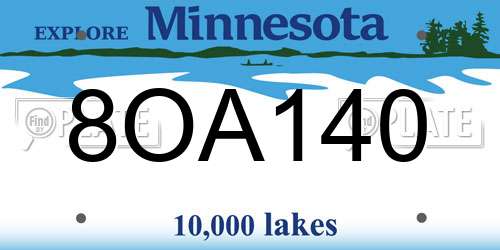 8OA140 Minnesota License Plate