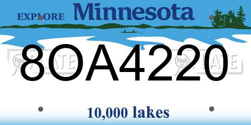8OA4220 Minnesota License Plate