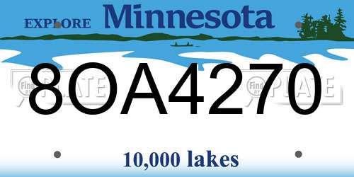 8OA4270 Minnesota License Plate