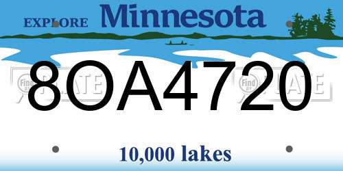 8OA4720 Minnesota License Plate