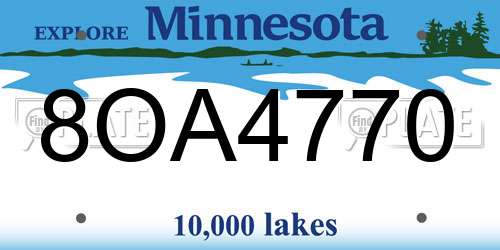 8OA4770 Minnesota License Plate