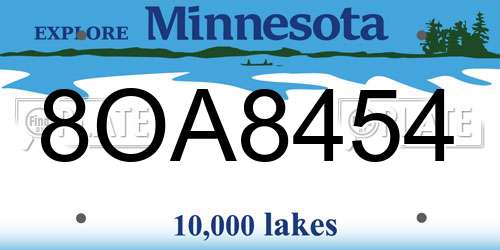 8OA8454 Minnesota License Plate