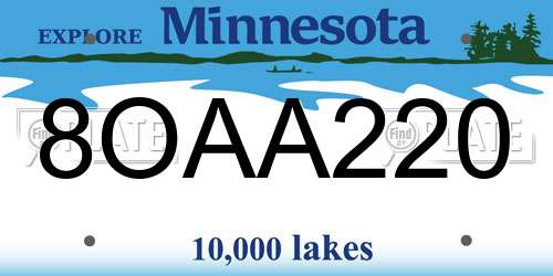 8OAA220 Minnesota License Plate