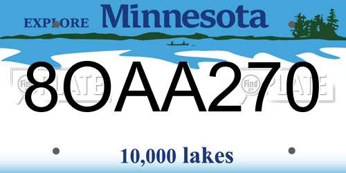 8OAA270 Minnesota License Plate