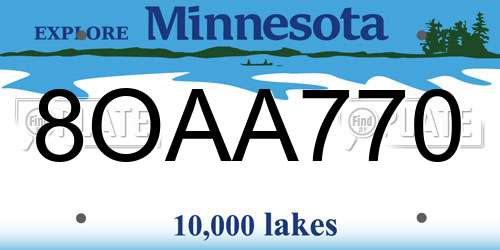 8OAA770 Minnesota License Plate