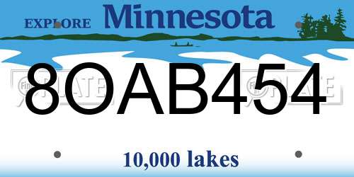 8OAB454 Minnesota License Plate