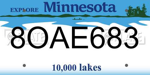 8OAE683 Minnesota License Plate