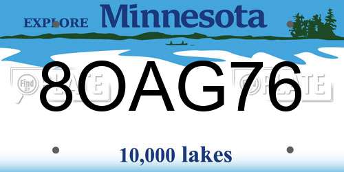 8OAG76 Minnesota License Plate