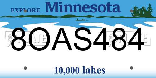 8OAS484 Minnesota License Plate