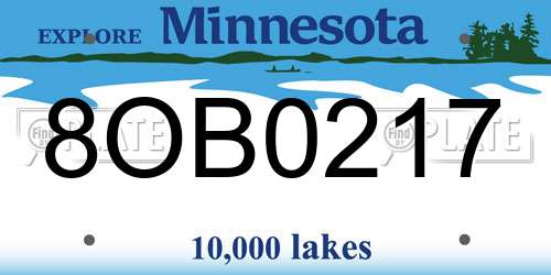 8OB0217 Minnesota License Plate