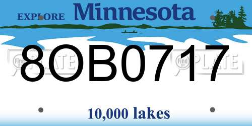 8OB0717 Minnesota License Plate