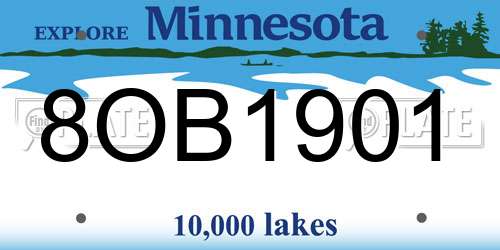 8OB1901 Minnesota License Plate