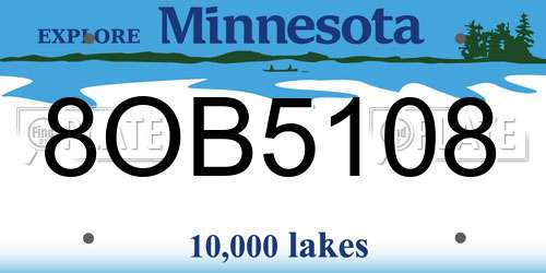 8OB5108 Minnesota License Plate
