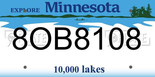 8OB8108 Minnesota License Plate