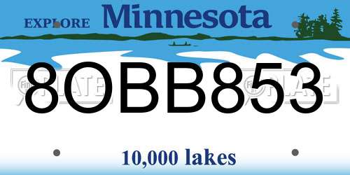 8OBB853 Minnesota License Plate