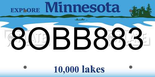 8OBB883 Minnesota License Plate