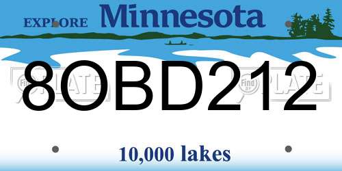 8OBD212 Minnesota License Plate