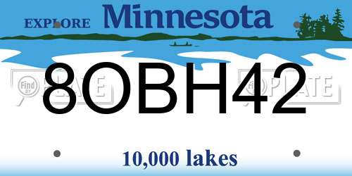 8OBH42 Minnesota License Plate