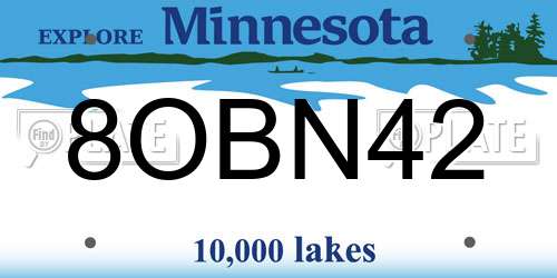 8OBN42 Minnesota License Plate
