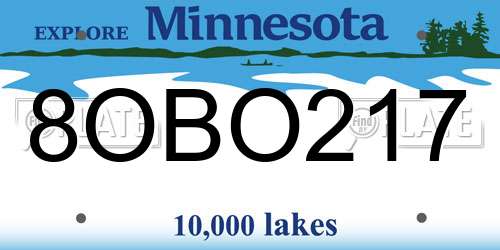 8OBO217 Minnesota License Plate