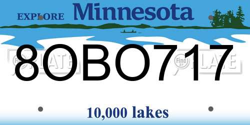 8OBO717 Minnesota License Plate