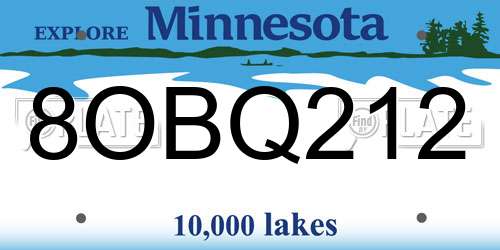 8OBQ212 Minnesota License Plate