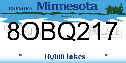 8OBQ217 Minnesota License Plate