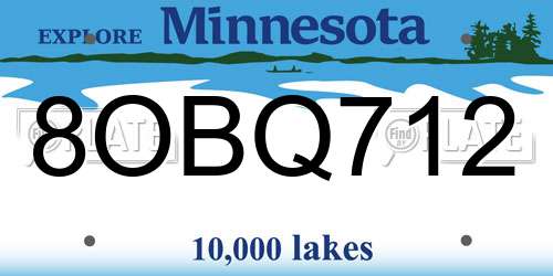 8OBQ712 Minnesota License Plate