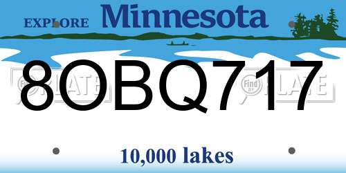 8OBQ717 Minnesota License Plate