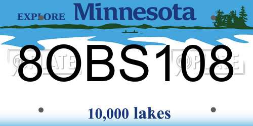 8OBS108 Minnesota License Plate