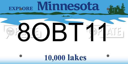 8OBT11 Minnesota License Plate