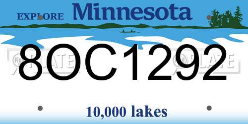 8OC1292 Minnesota License Plate