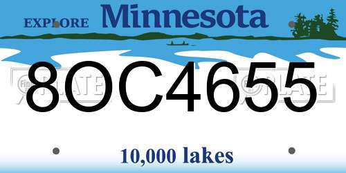 8OC4655 Minnesota License Plate