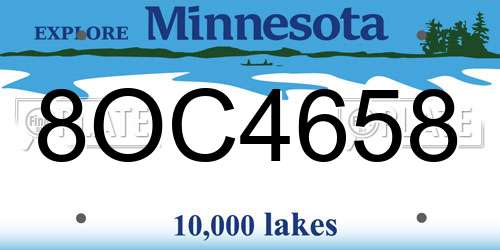 8OC4658 Minnesota License Plate