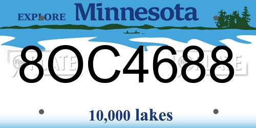 8OC4688 Minnesota License Plate