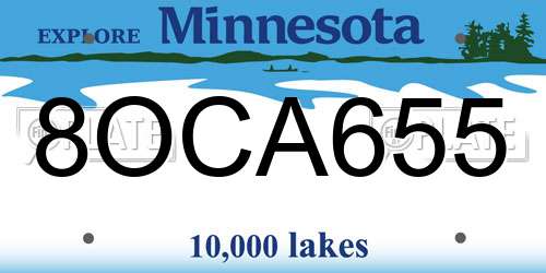 8OCA655 Minnesota License Plate