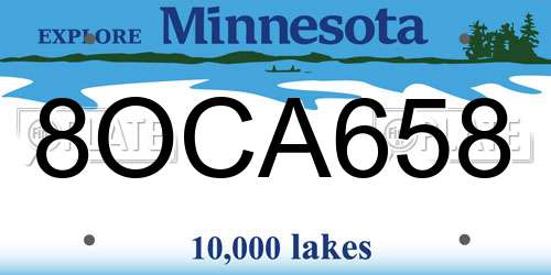 8OCA658 Minnesota License Plate