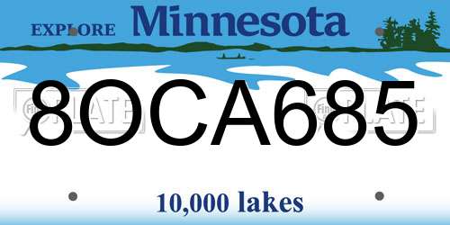 8OCA685 Minnesota License Plate
